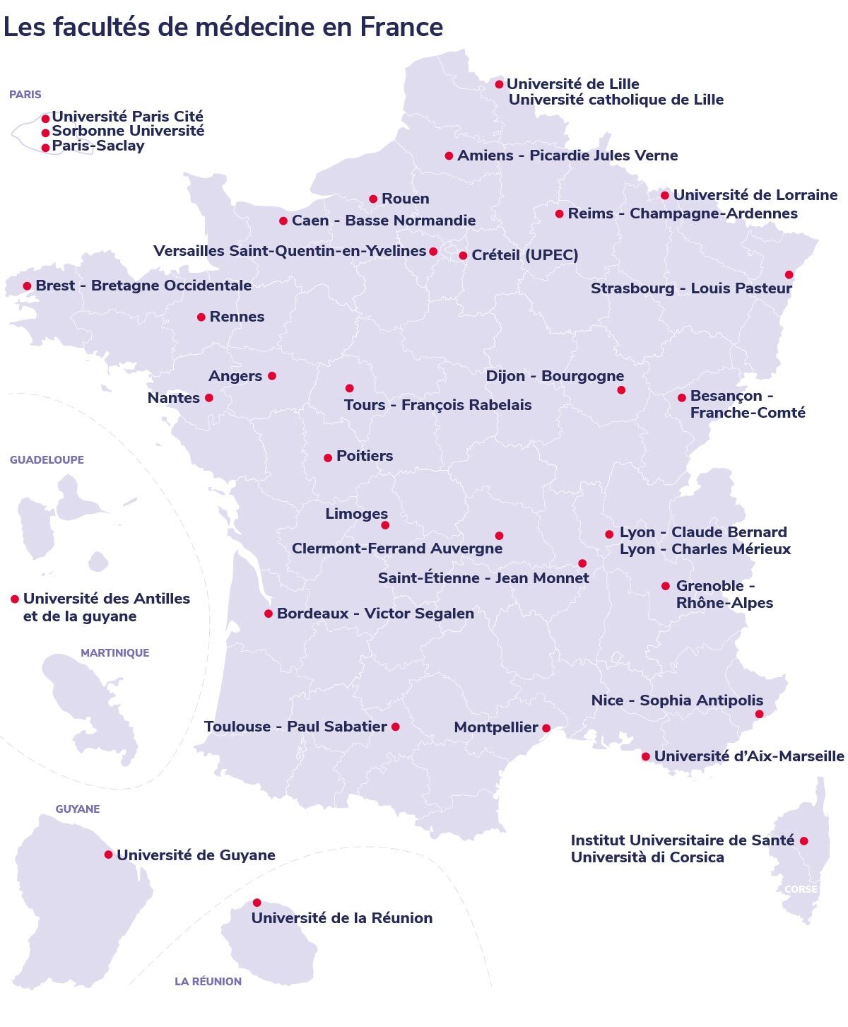 Carte des Facs de Médecine