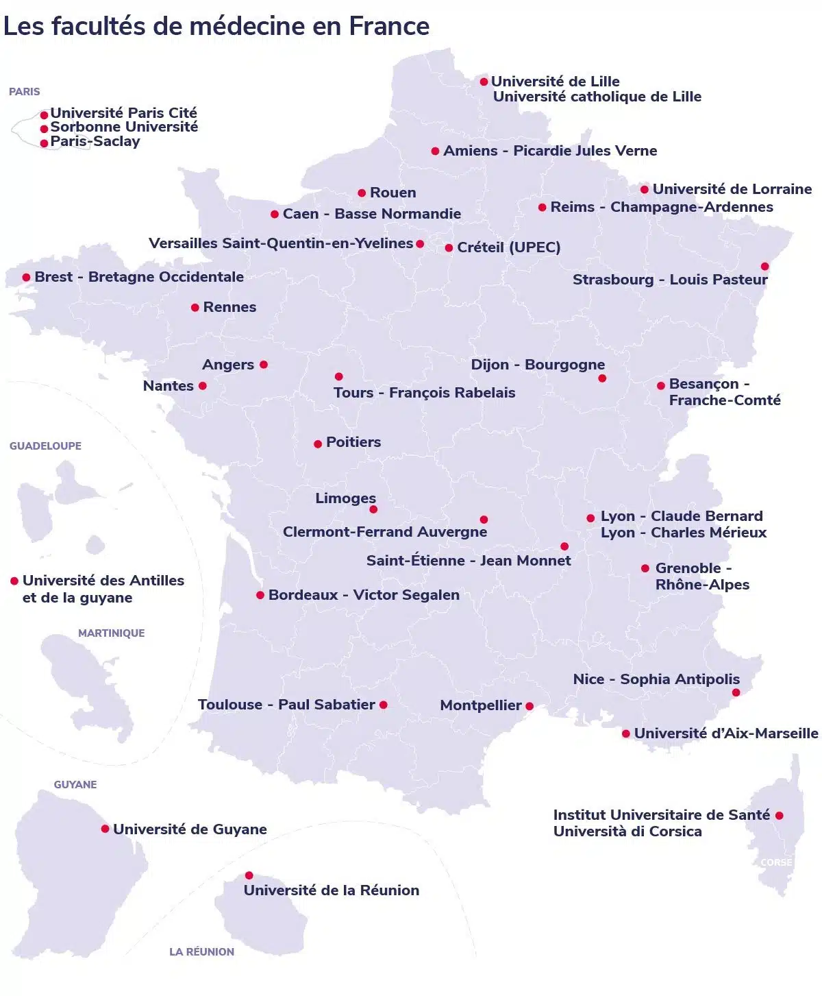 Carte des Facs de Médecine